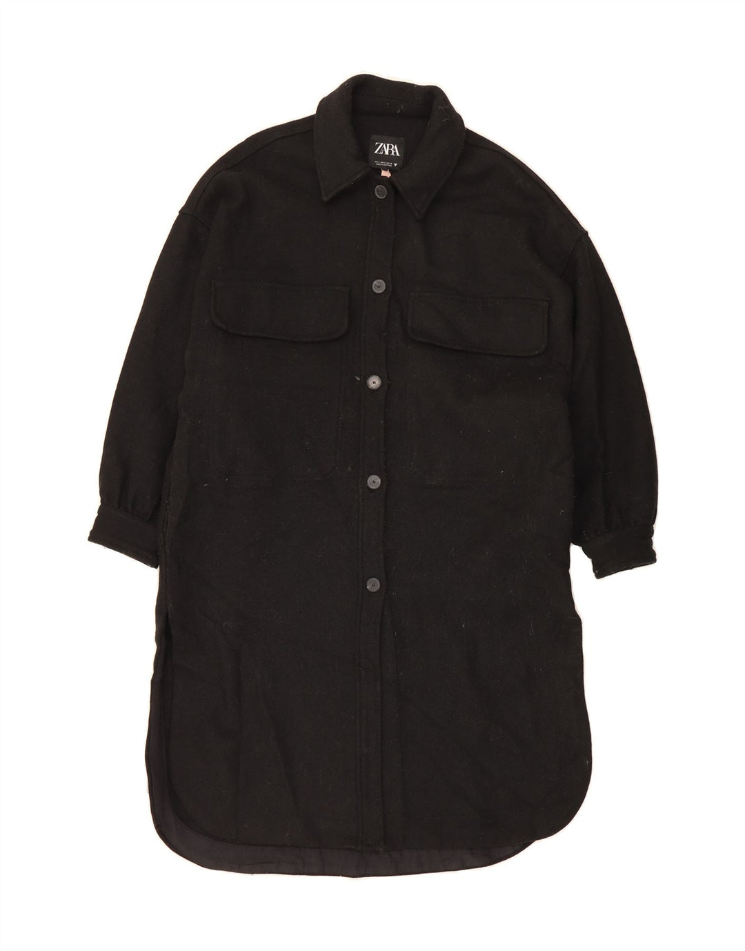 ZARA Womens Overcoat UK 10 Small Black Wool Vintage Zara and Second-Hand Zara from Messina Hembry 