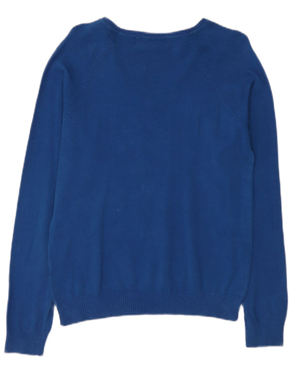 Maglione maglione con scollo a V da donna Zara UK 18 XL cotone blu