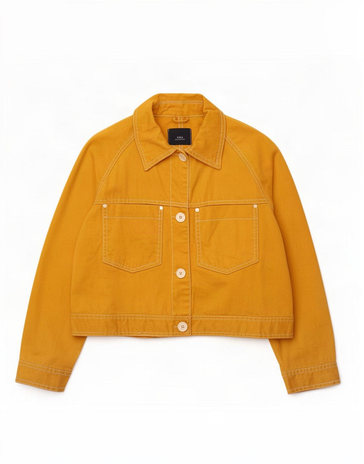 Giubbotto bomber oversize da donna Zara UK 6 XS cotone giallo