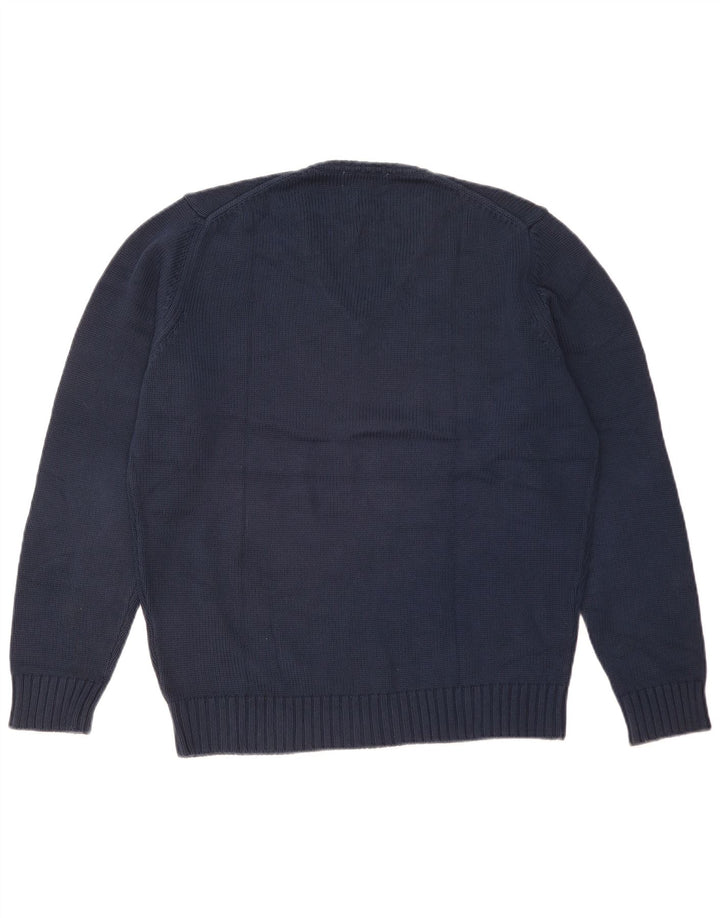 Maglione Zara da uomo con scollo a V grande in cotone blu navy
