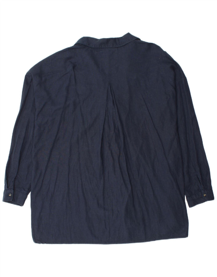 FAT FACE Camicia pullover oversize da donna UK 16 Grande lino blu navy