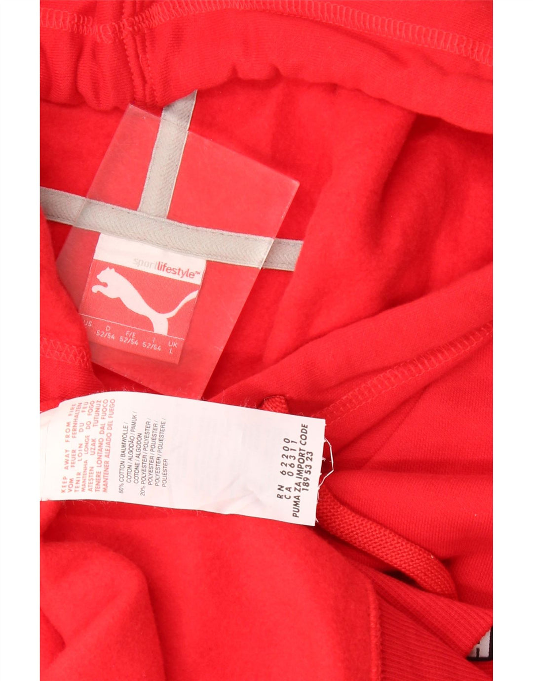 PUMA Mens Graphic Hoodie Jumper Large Red Cotton