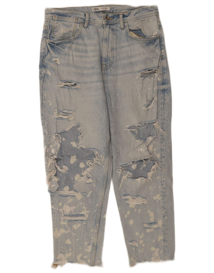 Jeans Zara da uomo affusolati effetto consumato EU 42 Large W32 L26 Blu