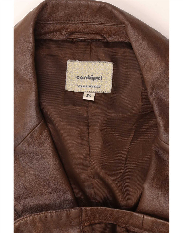 Giacca Blazer in Pelle da Uomo a 3 Bottoni Conbipel IT 56 2XL Marrone