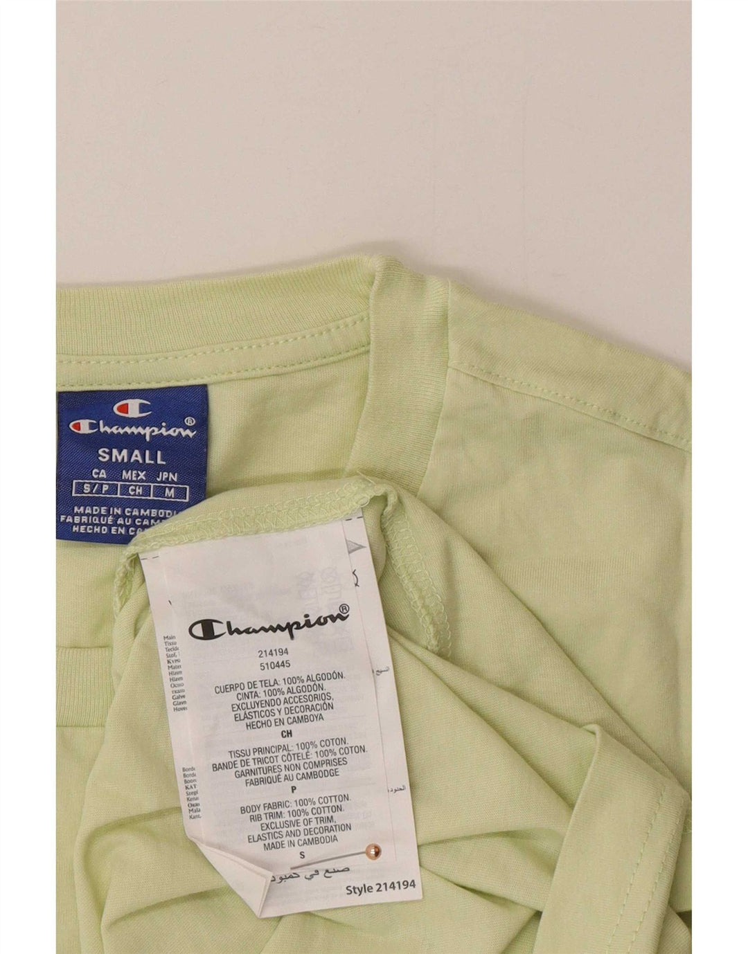 T-shirt grafica da uomo Champion Top piccola in cotone verde