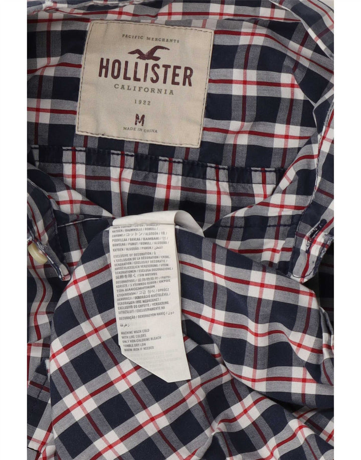 Camicia Hollister da uomo in cotone a quadri blu navy medio