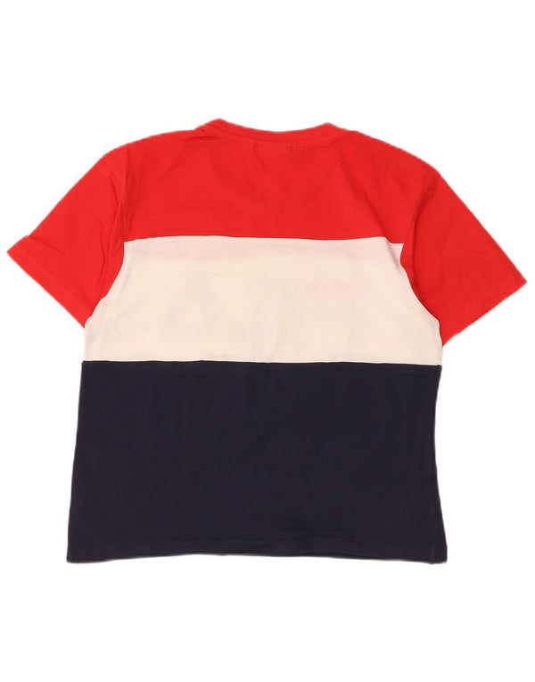 T-shirt grafica da donna Fila Top UK 6 XS rosso in cotone color block