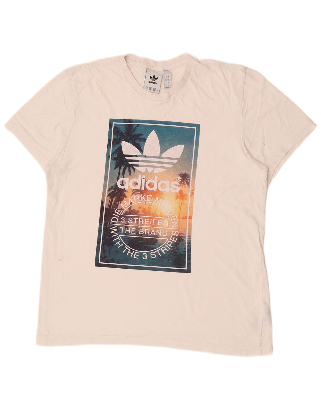 T-shirt grafica da uomo Adidas Top grande in cotone bianco