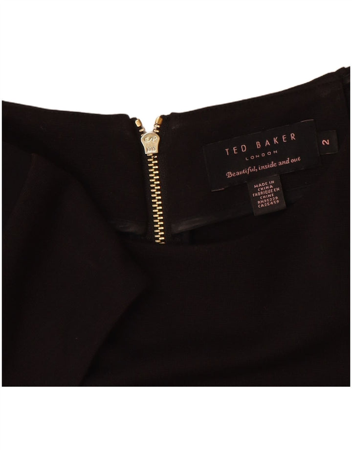 Abito tubino da donna Ted Baker taglia 2 piccolo in viscosa color block nero