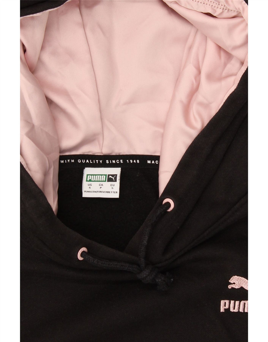PUMA Womens Oversized Hoodie Jumper UK 10 Small Black Vintage Puma and Second-Hand Puma from Messina Hembry 