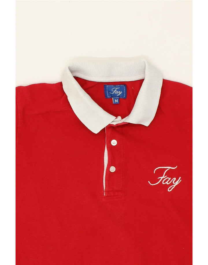 FAY Womens Polo Shirt UK 14 Medium Red Cotton Vintage Fay and Second-Hand Fay from Messina Hembry 