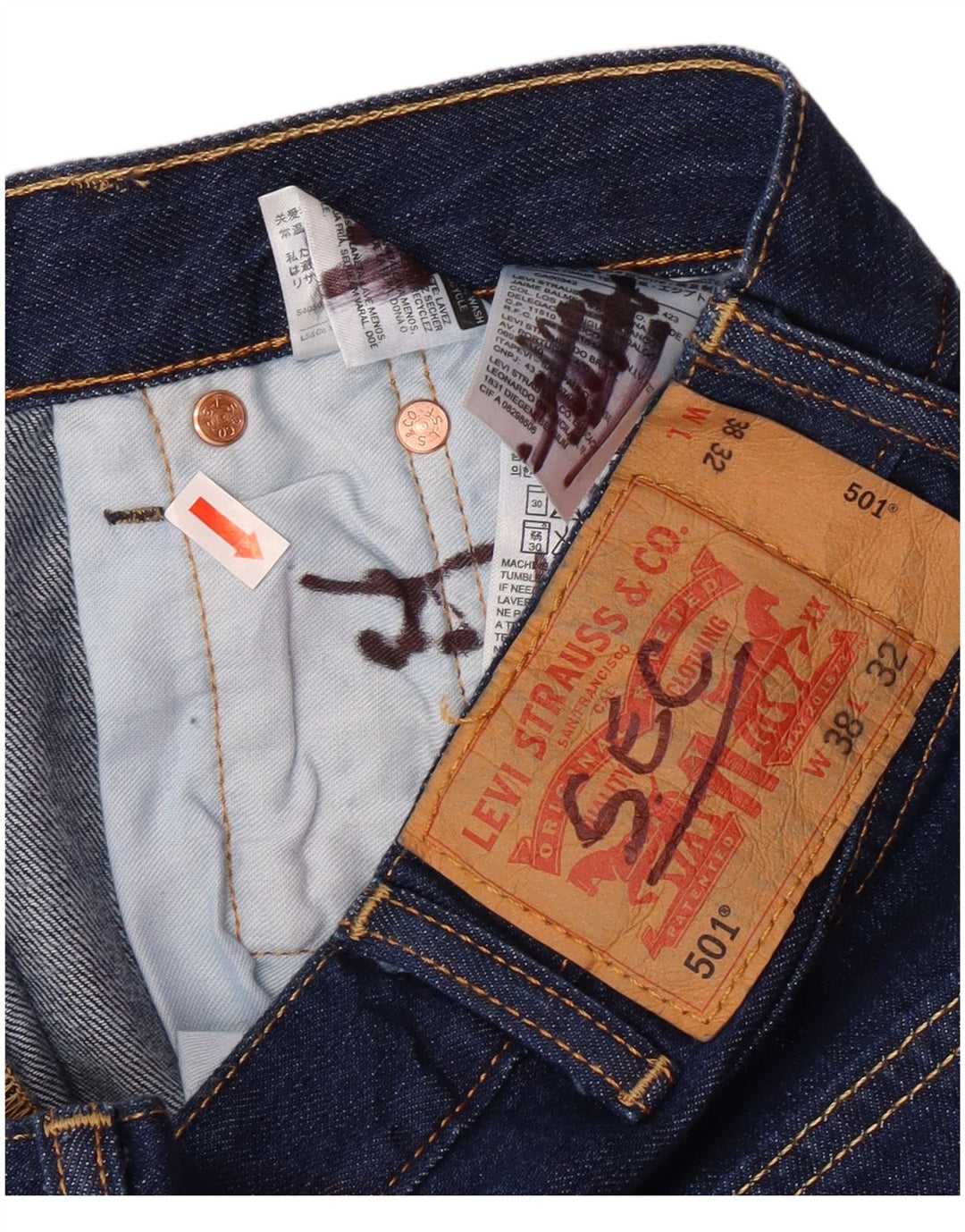 LEVI'S Jeans dritti da uomo 501 W38 L27 cotone blu