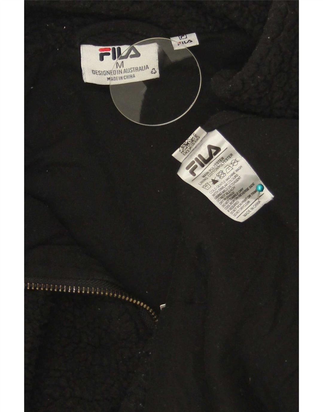 Maglione in pile da donna Fila con collo con zip UK 14 poliestere nero medio