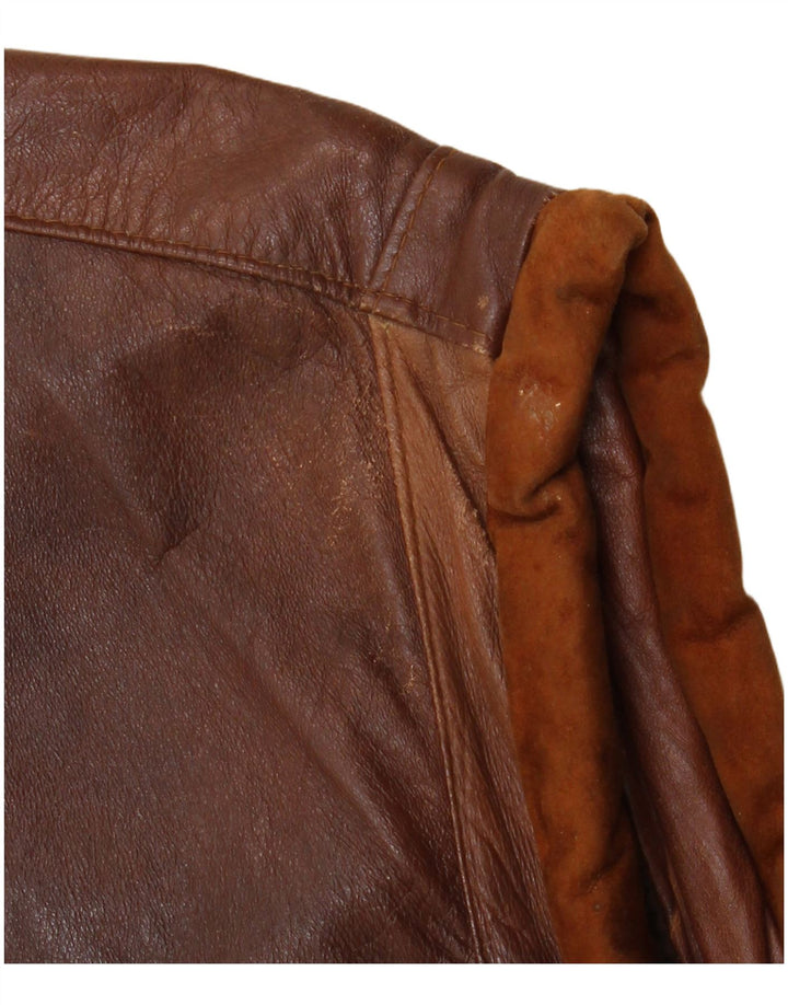 Gilet in pelle da uomo vintage UK 40 grande in pelle marrone