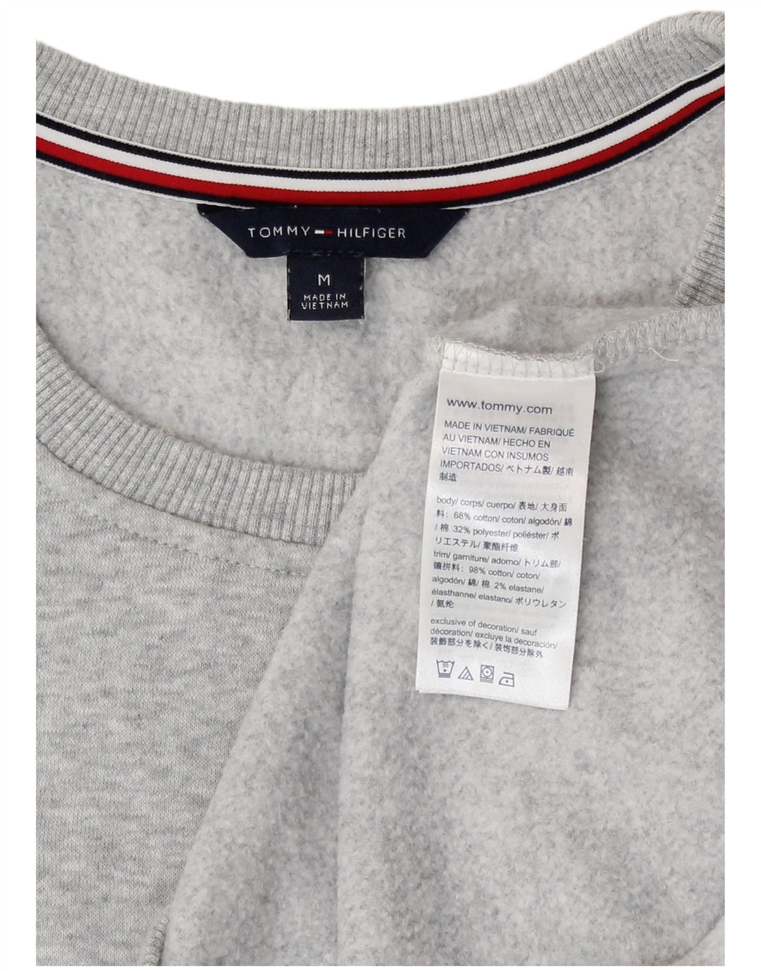Felpa grafica da donna Tommy Hilfiger Maglione UK 14 Grigio medio chiazzato