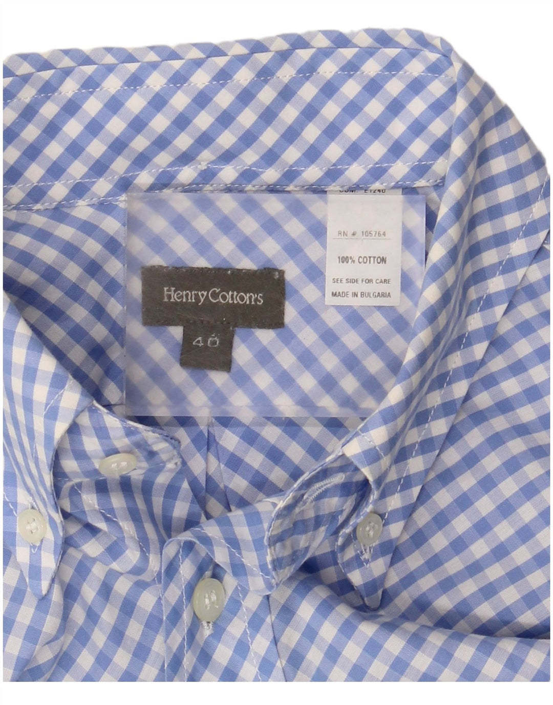 HENRY COTTONS Camicia da uomo taglia 40 cotone a quadretti blu medio