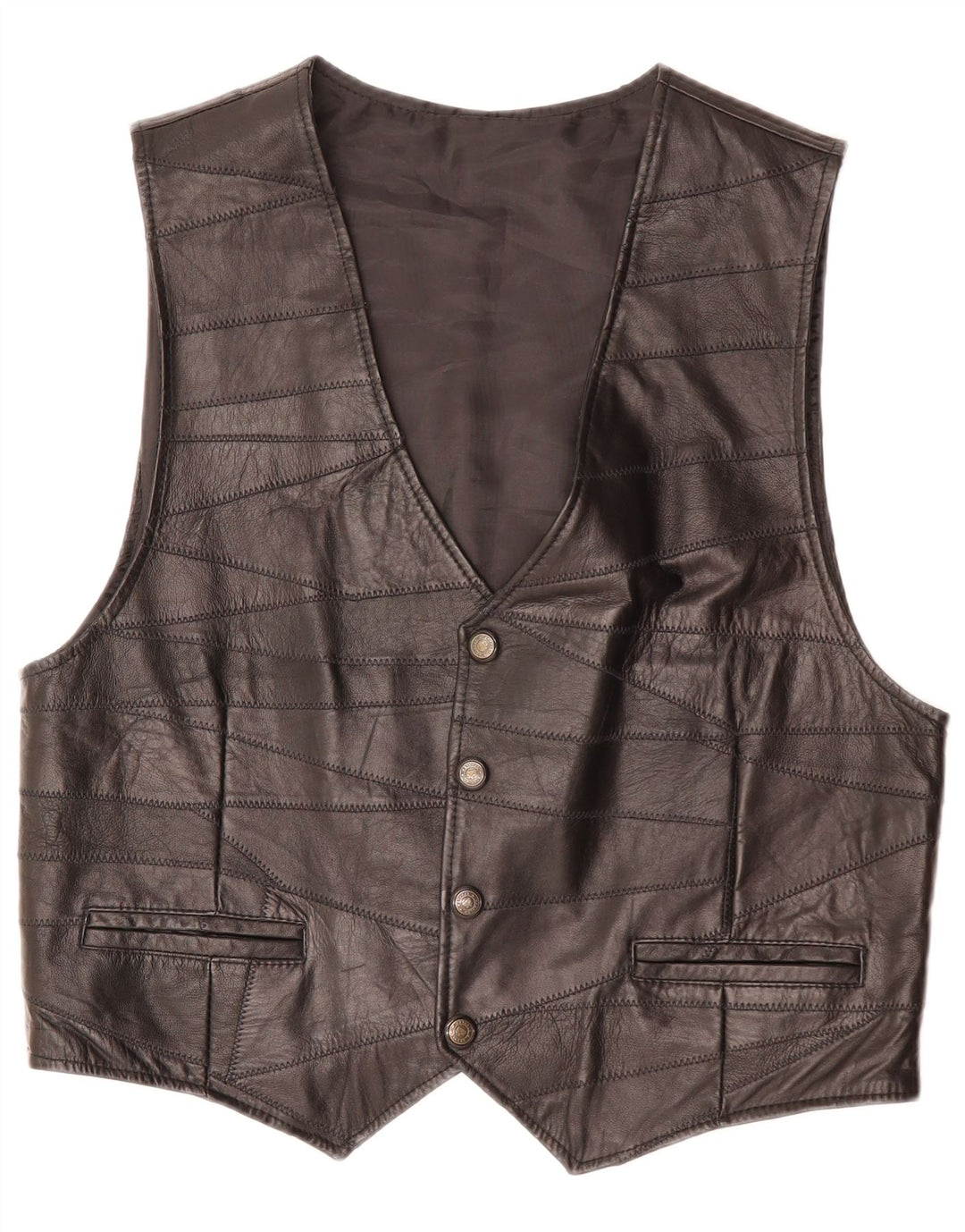 Gilet in pelle da uomo VINTAGE medio nero