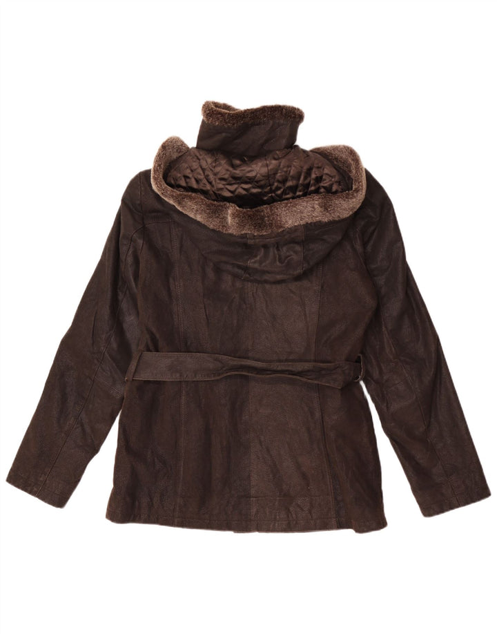 Giacca in pelle con cappuccio da donna Bata and More IT 46 Large in pelle marrone