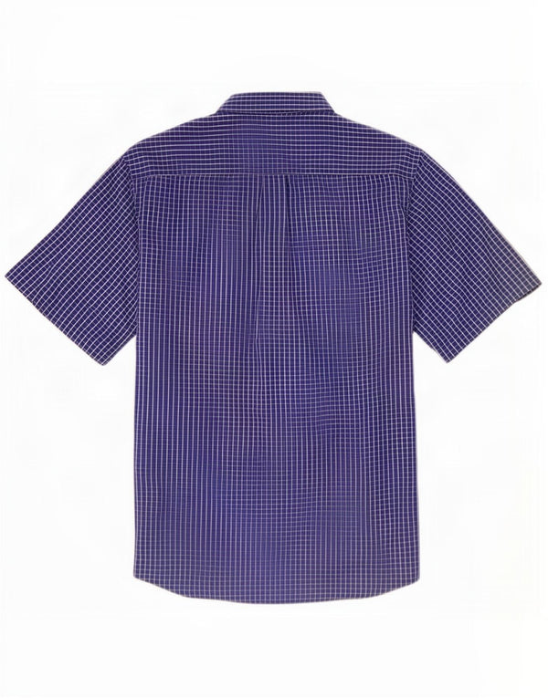 Camicia vintage da uomo a maniche corte XL in cotone a quadri blu