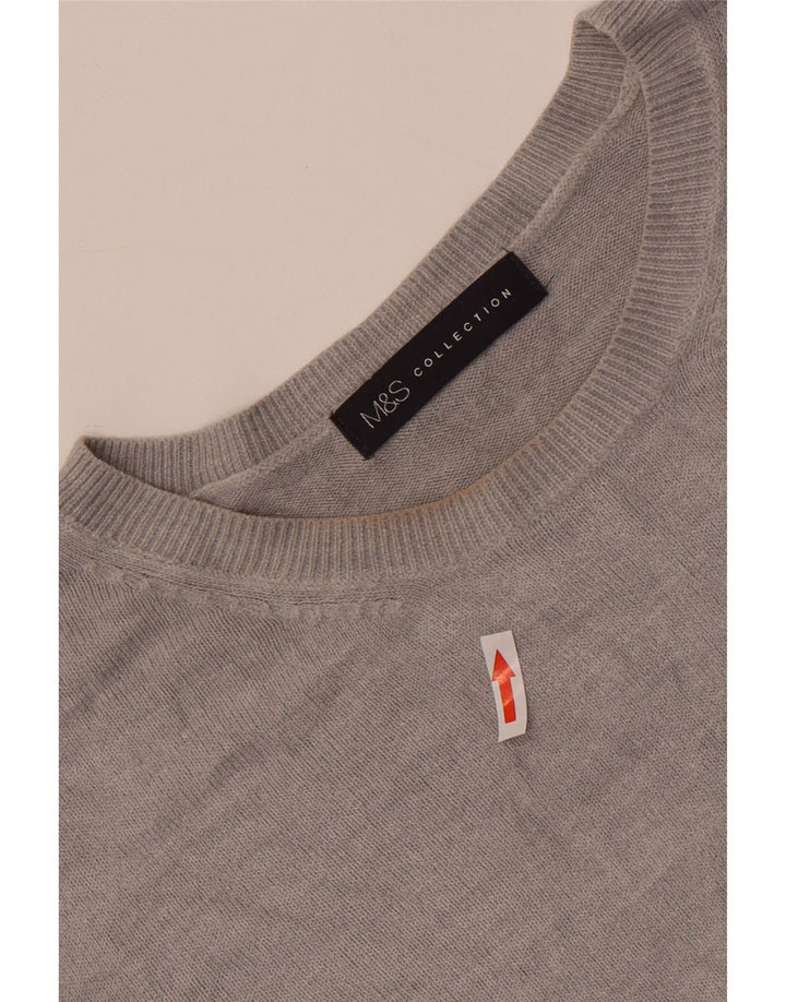 Maglione maglione girocollo da donna Marks & Spencer UK 14 grande acrilico grigio