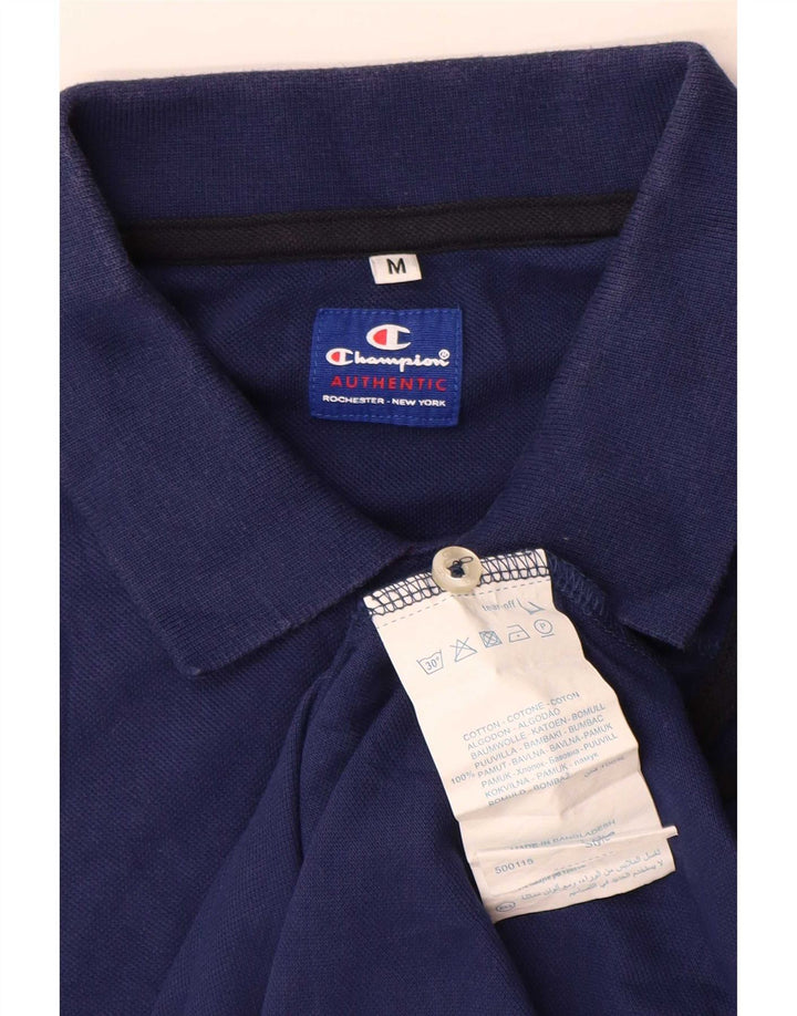Polo da uomo Champion in cotone a righe medie blu navy
