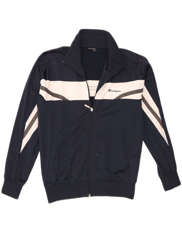 Giacca da ginnastica da uomo Champion piccola in poliestere color block blu navy