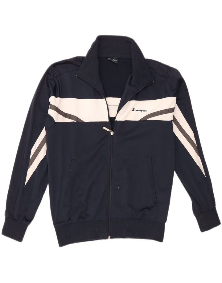 Giacca da ginnastica da uomo Champion piccola in poliestere color block blu navy