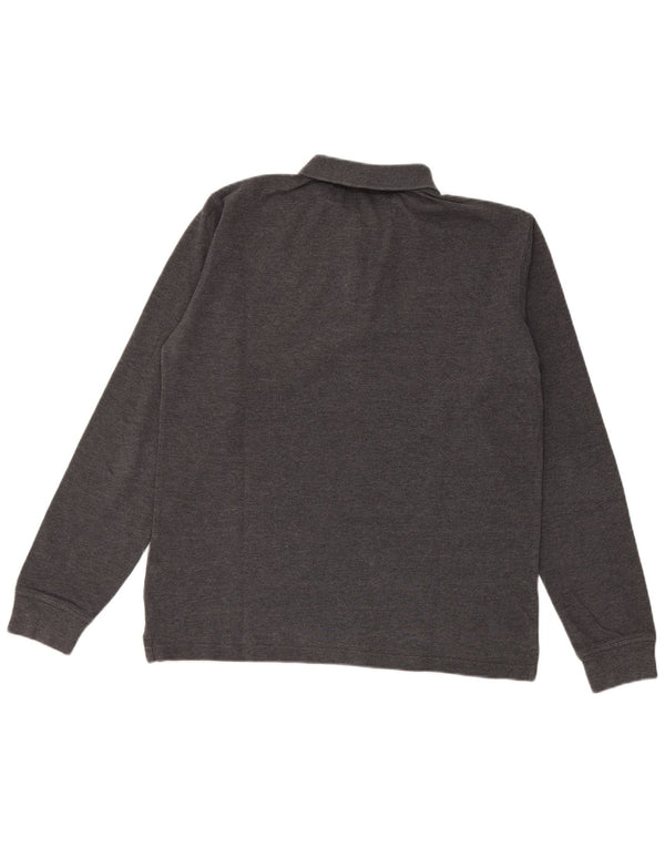 Polo Marina Militare da uomo a manica lunga piccola in cotone grigio