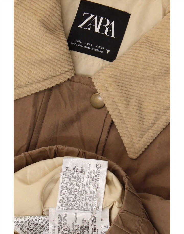 Giubbotto bomber corto da donna Zara UK 16 grande cotone marrone