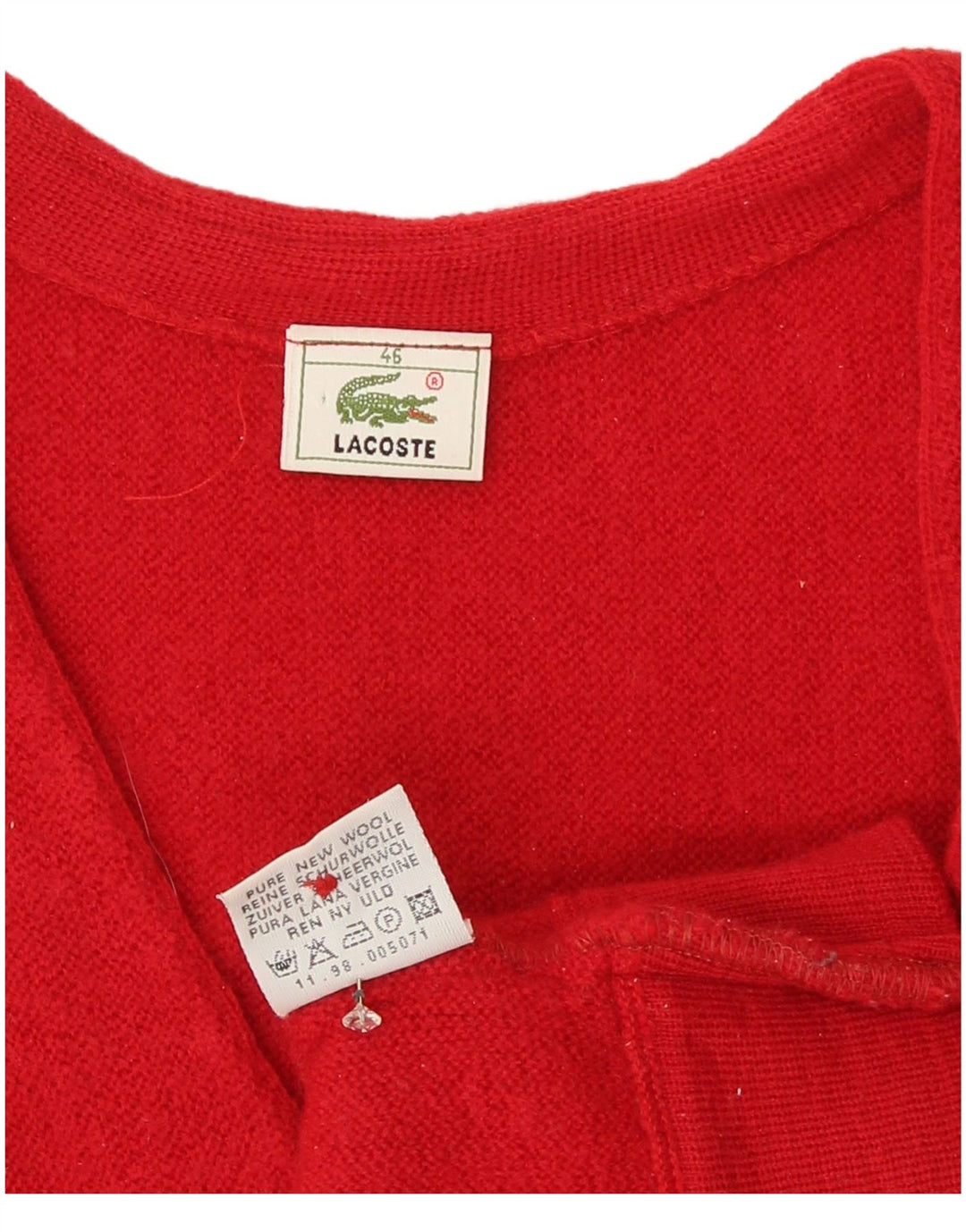 Maglione cardigan da donna Lacoste taglia 46 XL lana rossa