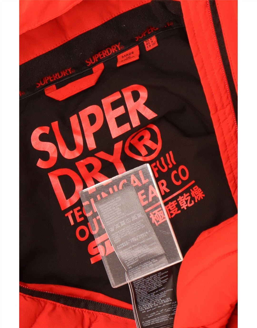 Giacca imbottita con cappuccio da donna Superdry UK 8 Small Poliestere rosso