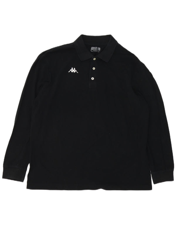 Polo Kappa Uomo Manica Lunga 3XL Cotone Nero