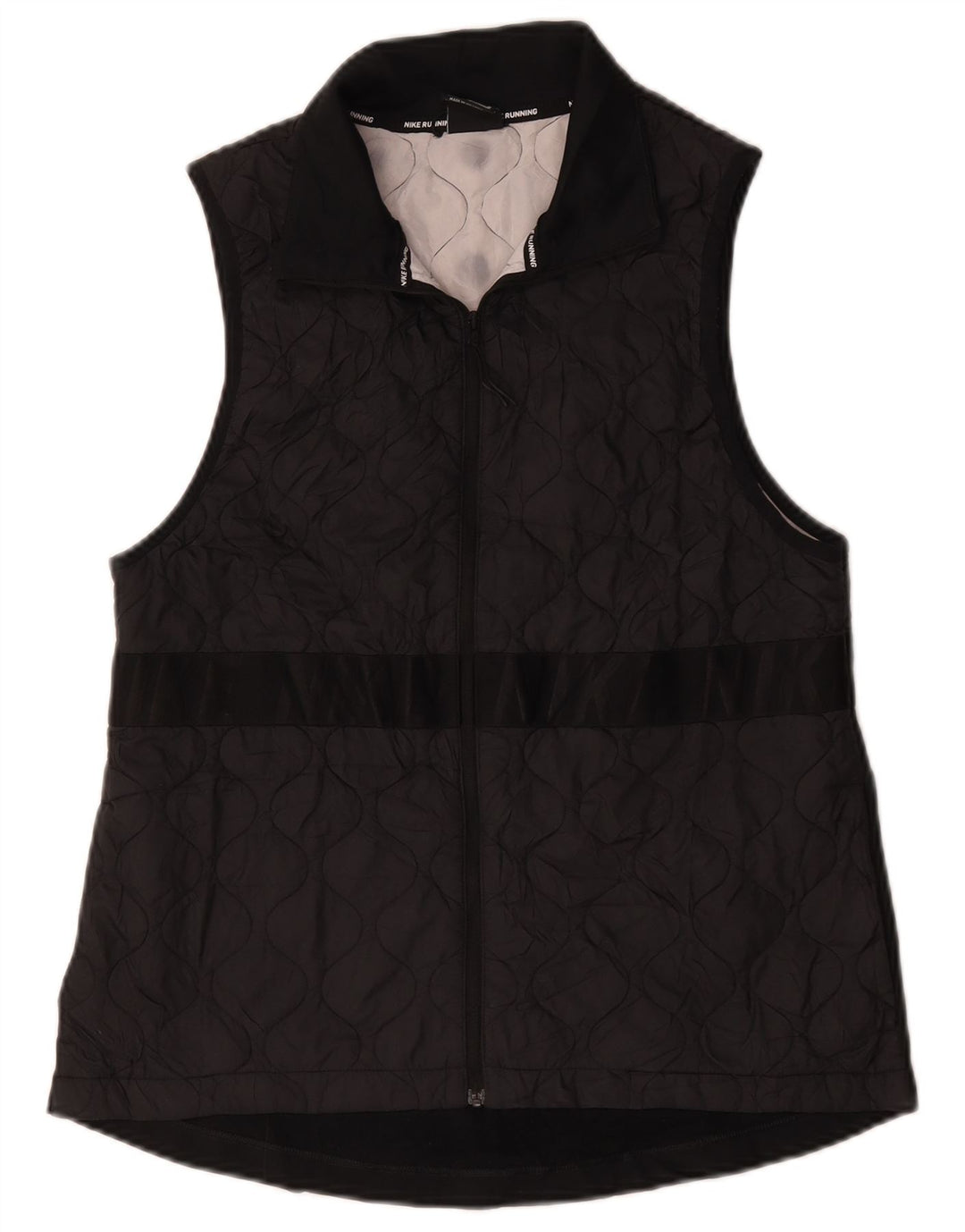 Gilet trapuntato con grafica Nike da donna UK 12 medio nero poliestere