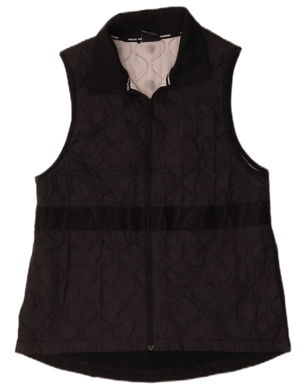 Gilet trapuntato con grafica Nike da donna UK 12 medio nero poliestere