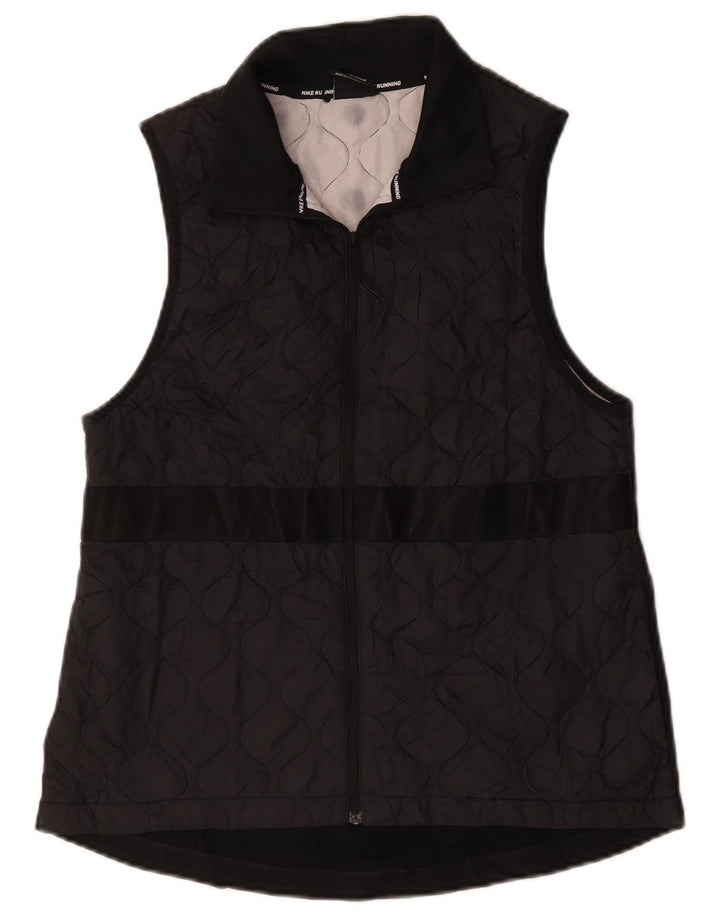 Gilet trapuntato con grafica Nike da donna UK 12 medio nero poliestere
