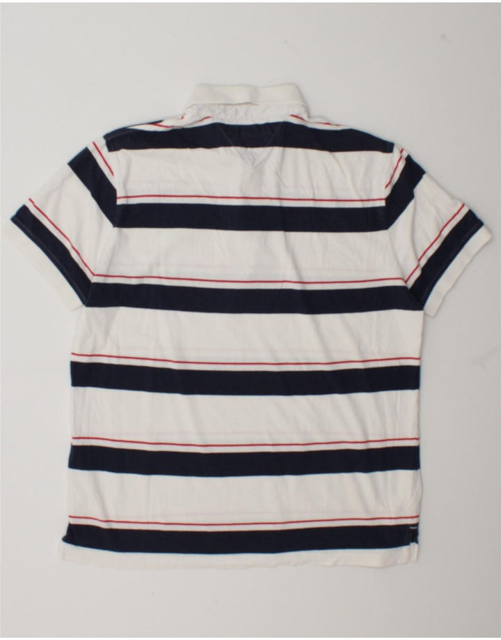 Polo da uomo su misura Tommy Hilfiger, vestibilità larga, a righe bianche