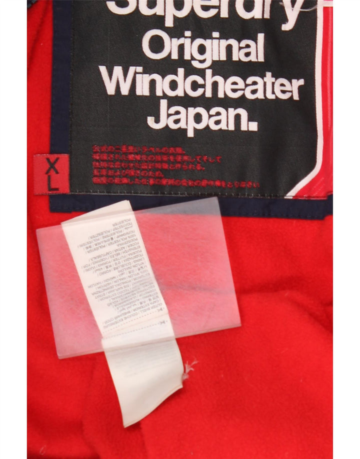 Giacca a vento da uomo con cappuccio SUPERDRY UK 42 XL Blu navy