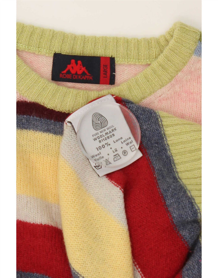 Maglione Kappa da uomo girocollo, maglione a righe grandi, in lana multicolore