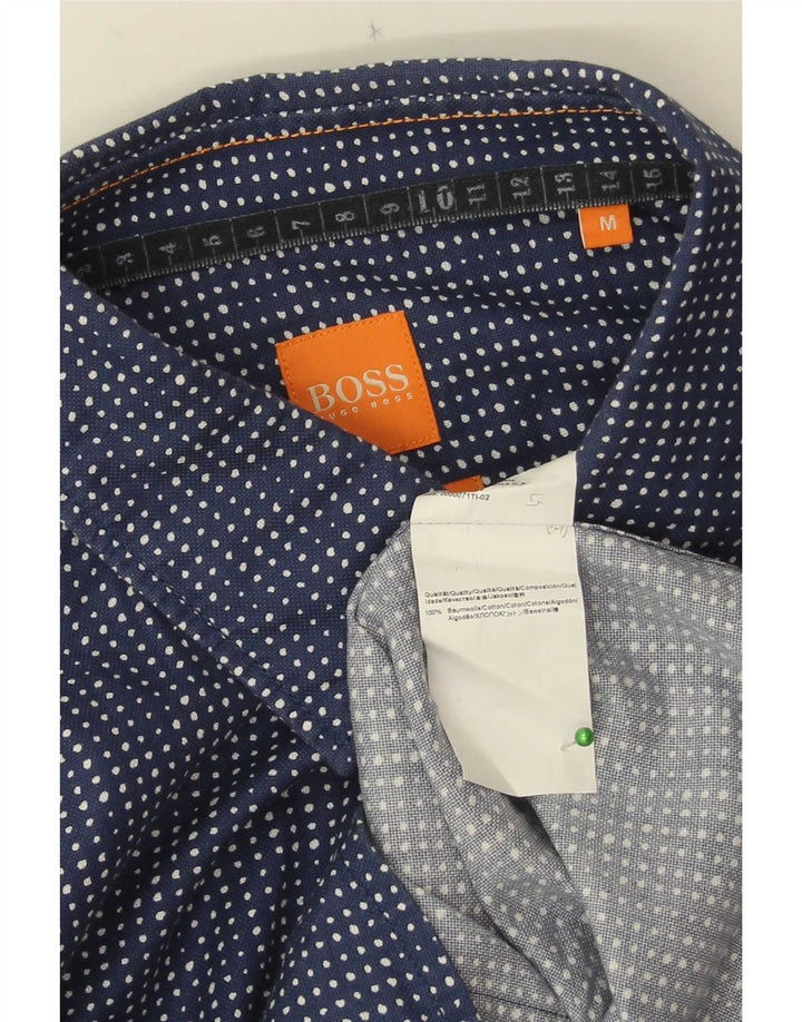 Camicia da uomo Hugo Boss in cotone maculato medio blu navy