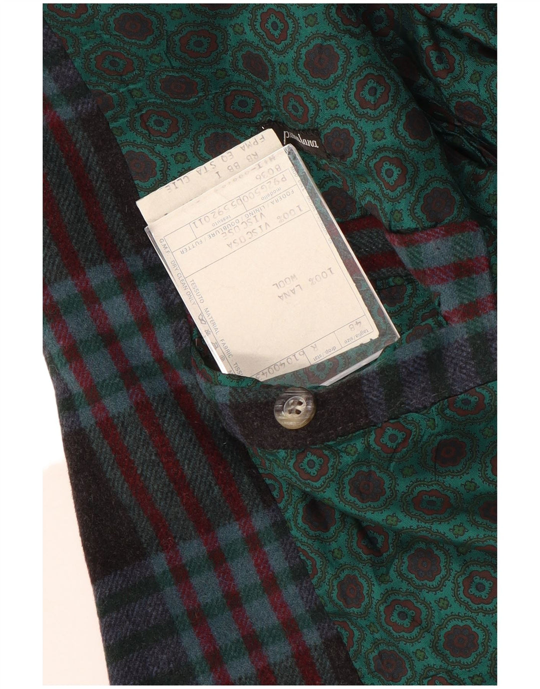 Giacca blazer vintage da uomo a 2 bottoni IT 48 lana media a quadri blu navy