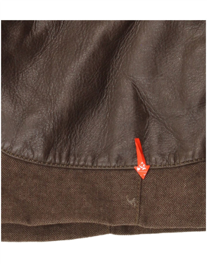 Giacca blazer vintage in pelle da uomo a 2 bottoni UK 42 XL Marrone