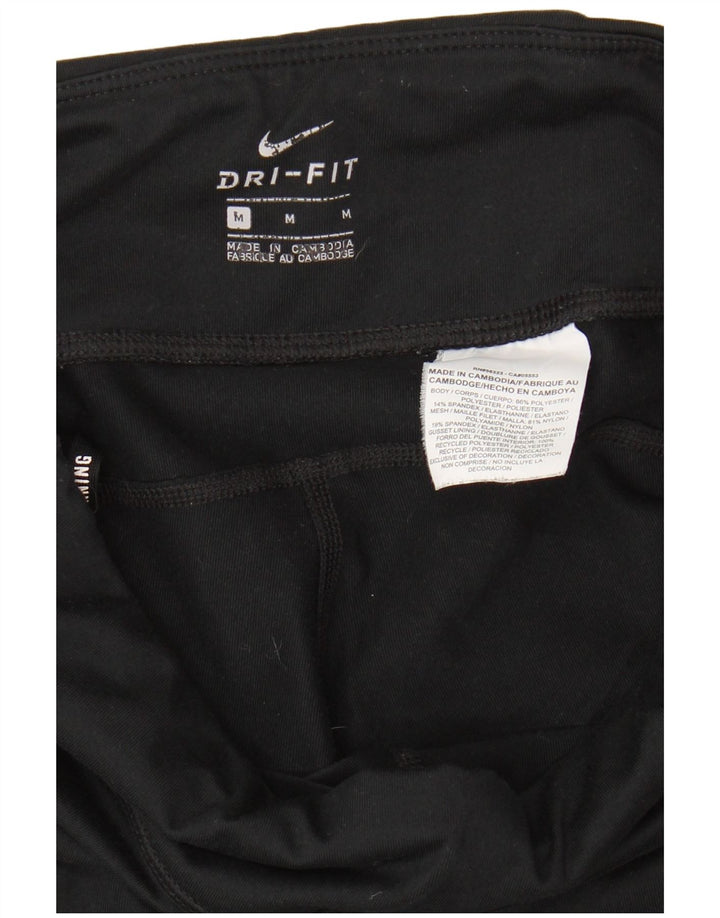 NIKE Womens Dri Fit Capri Leggings UK 12 Medium  Black Polyester
