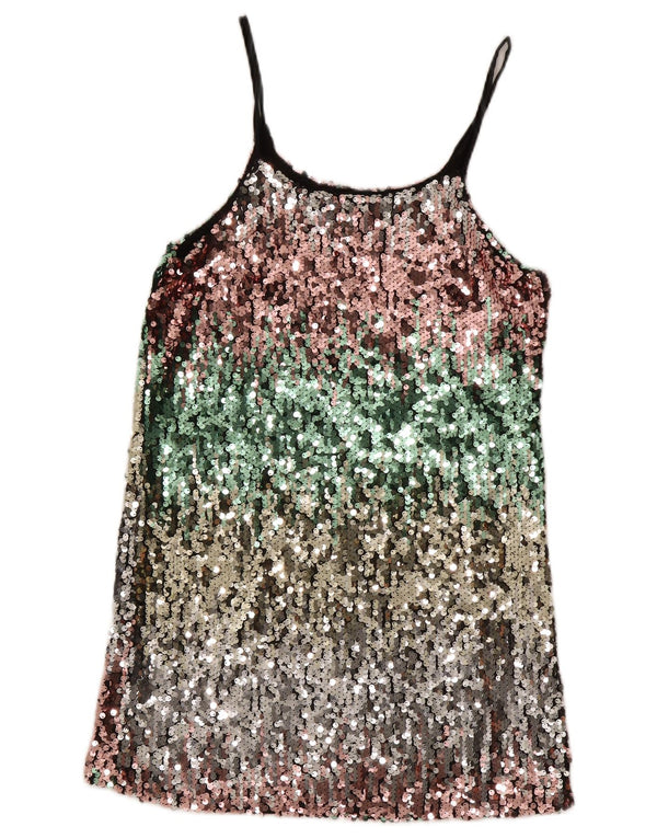 Abito a trapezio vintage da donna UK 12 medio multicolore chiazzato