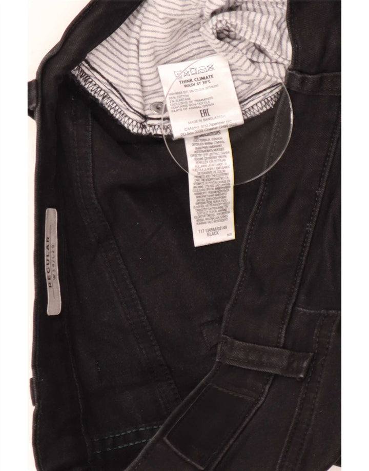 Jeans dritti regolari da uomo Marks & Spencer W34 L29 cotone nero