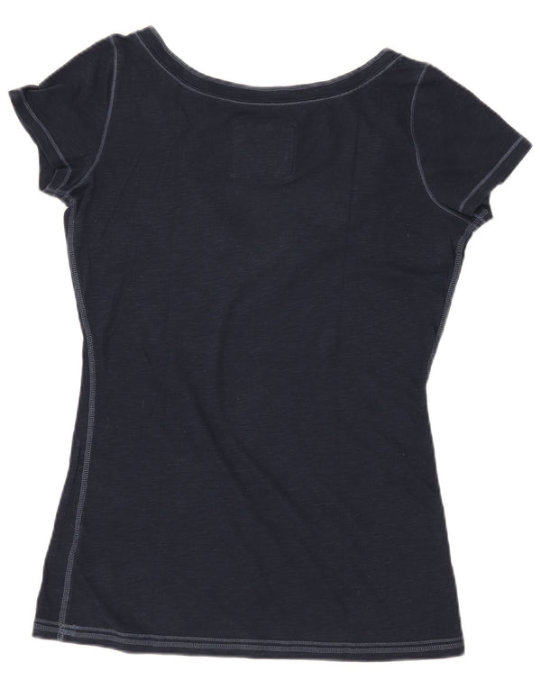 ABERCROMBIE & FITCH T-shirt da donna Top UK 16 Large Blu navy screziato