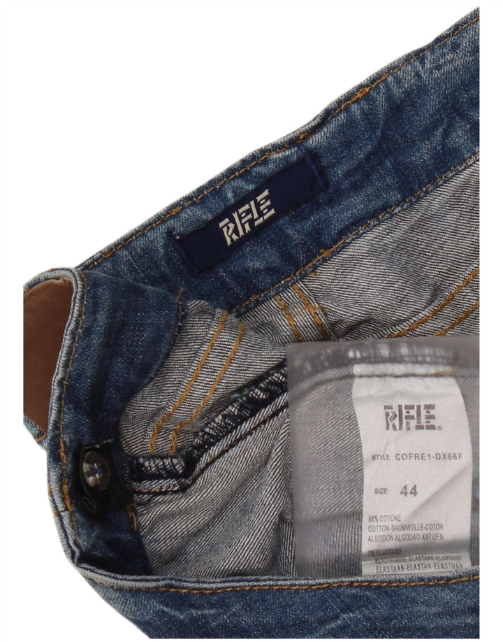 Jeans slim effetto consumato da donna Rifle IT 44 medio W34 L30 cotone blu