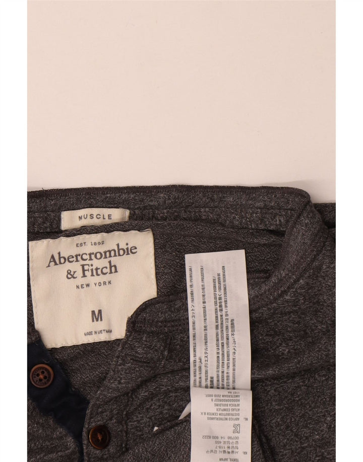 Top muscolare da uomo Abercrombie & Fitch a maniche lunghe grigio medio chiazzato