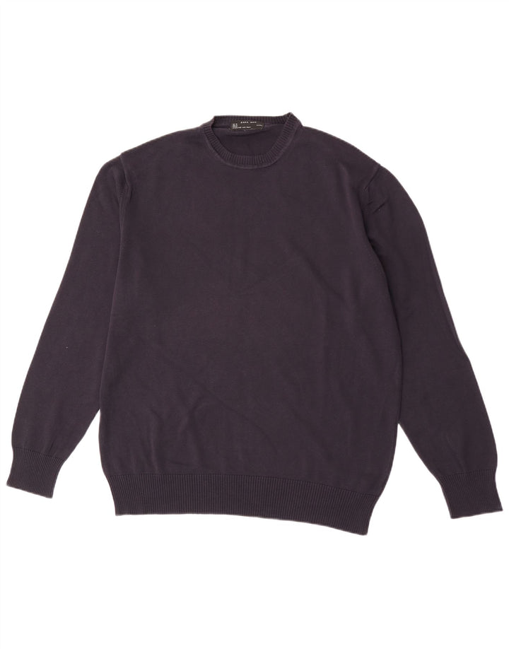 Maglione maglione girocollo da uomo Zara XL in cotone blu navy