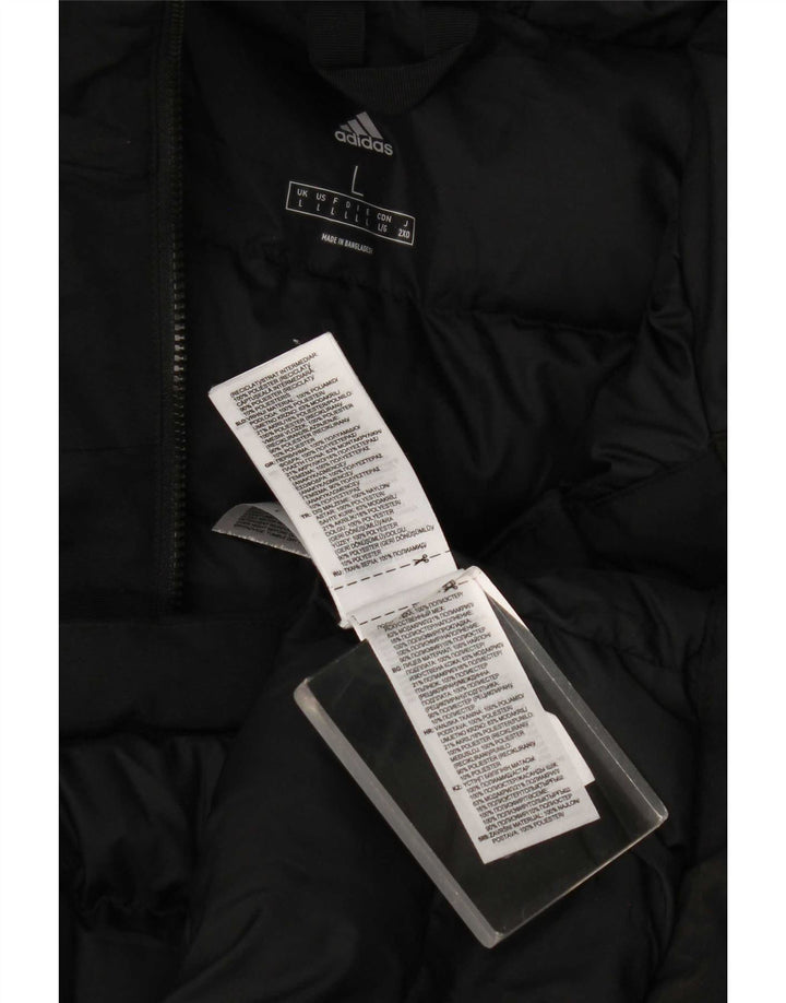 Cappotto imbottito con cappuccio da uomo Adidas UK 40 grande poliestere nero