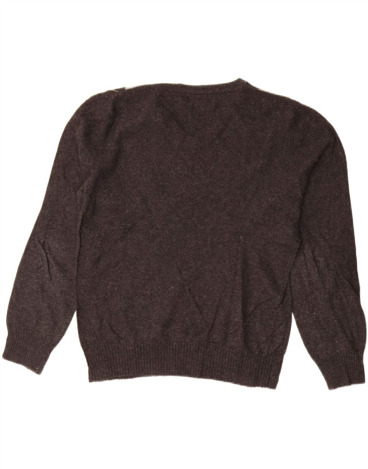 ZARA Maglione da Uomo con Scollo a V Grigio Medio Lana Argyle/Diamante